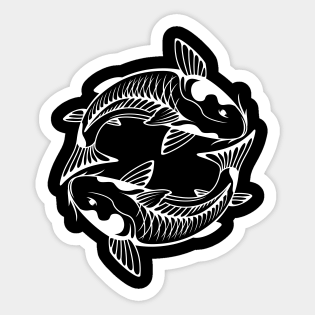 Koi Fish Yin Yang Sticker by LaurelBDesigns